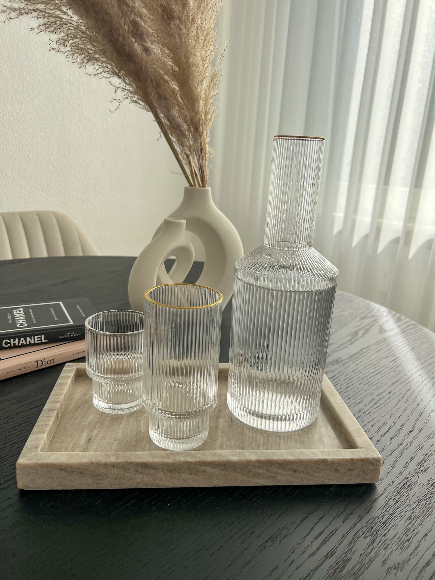 Riffle Glasskaraffe Gold