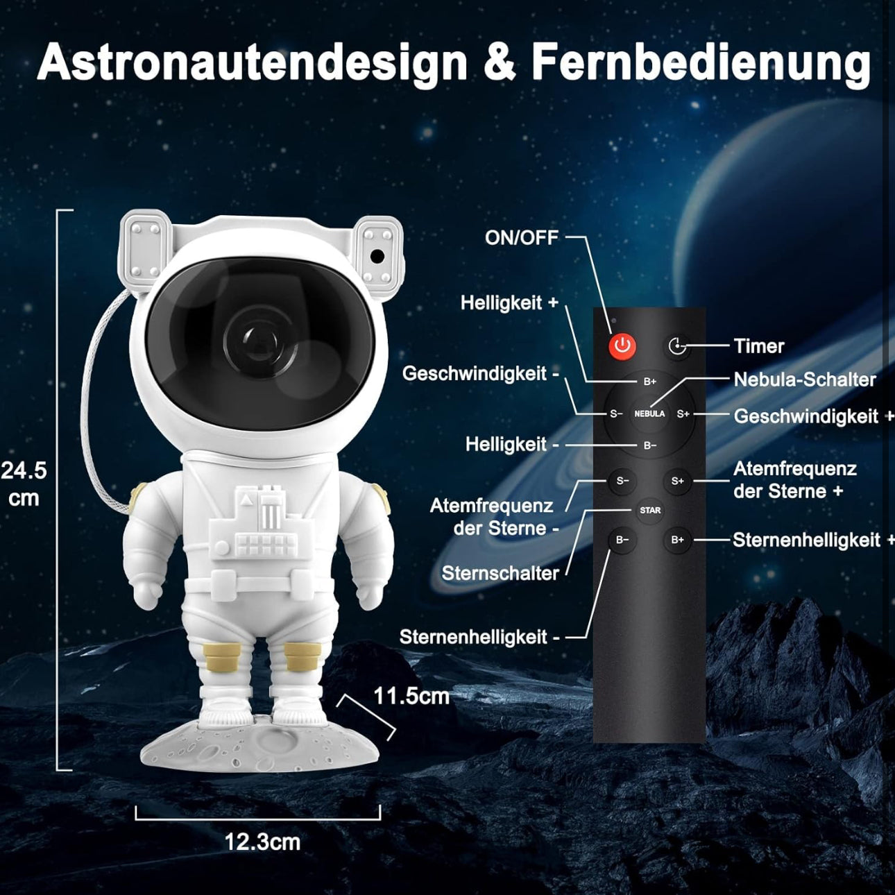 Astronauten LED Sternenhimmel Projektor mit Fernbedienung