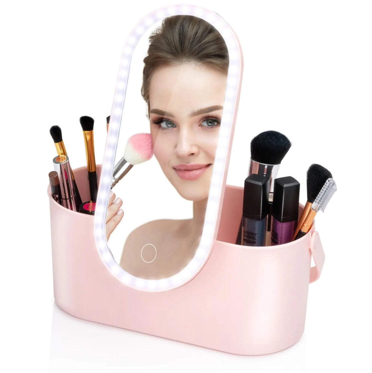 Make Up Organizer mit LED-Spiegel - Reise Kosmetiktasche - Einstellbare LED-Beleuchtung