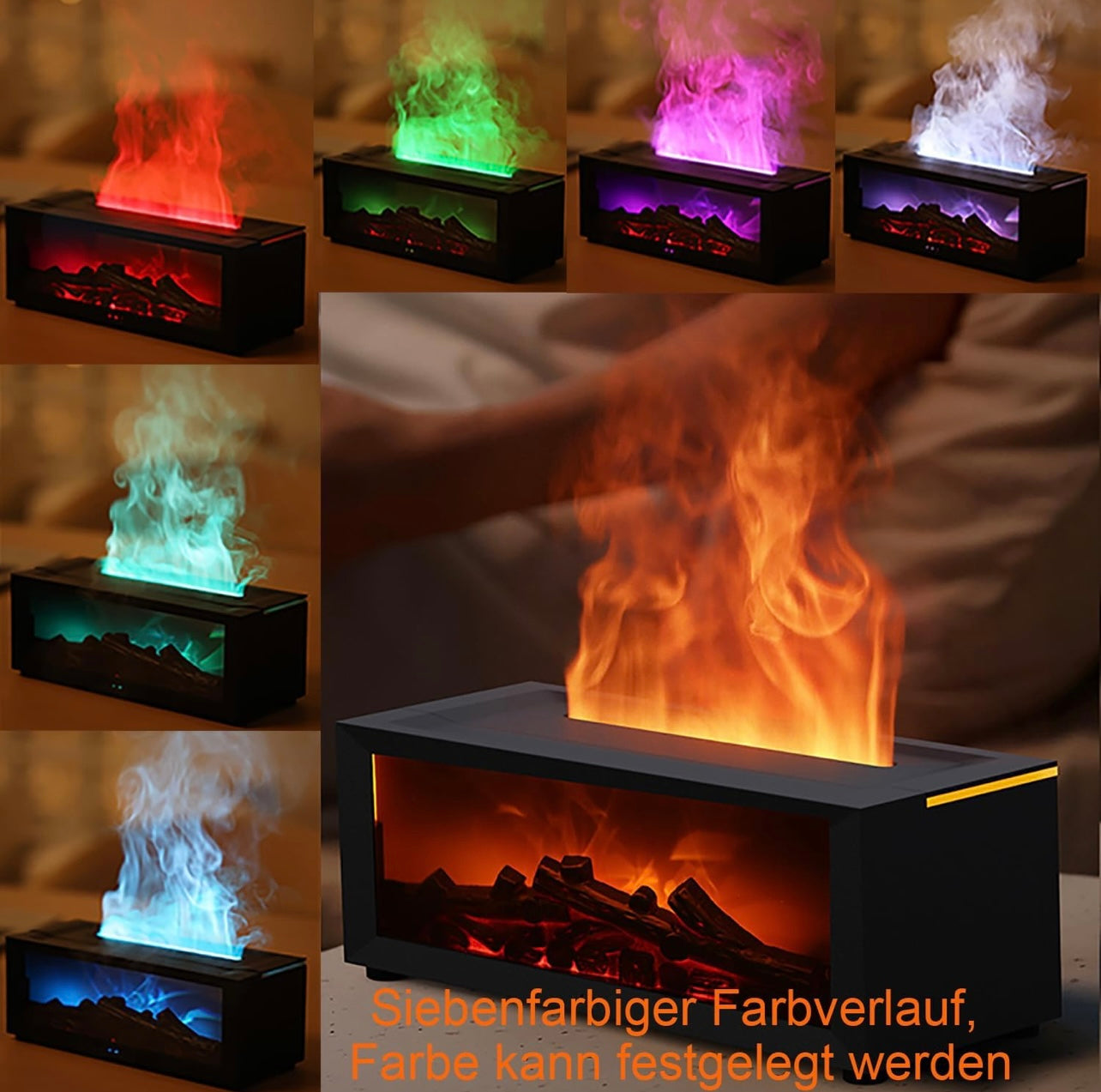 Aroma Diffuser mit Flammeneffekt und LED-Beleuchtung