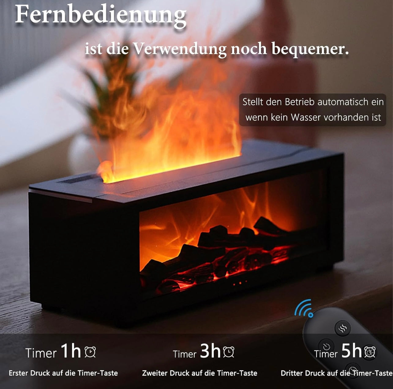 Aroma Diffuser mit Flammeneffekt und LED-Beleuchtung